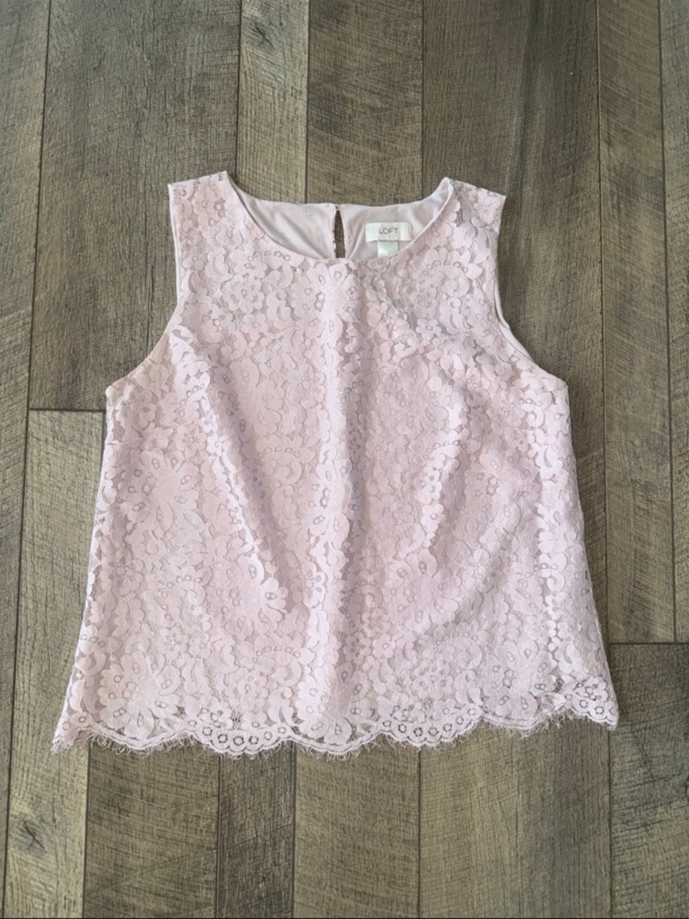 LOFT Lace Blush Floral Tank Top (Size: M)
